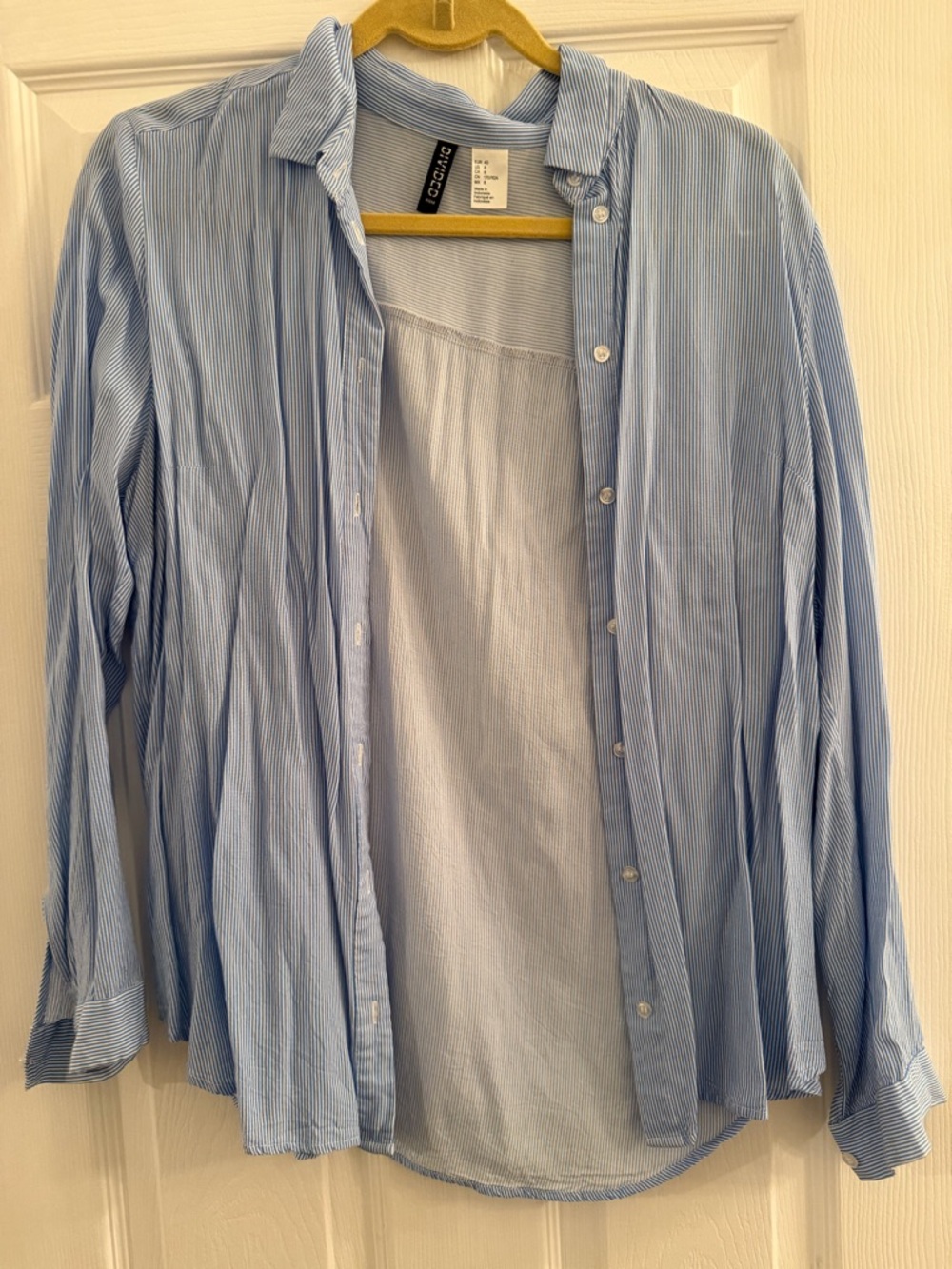 H&M Light Blue Pinstripe womens Button-Down Shirt